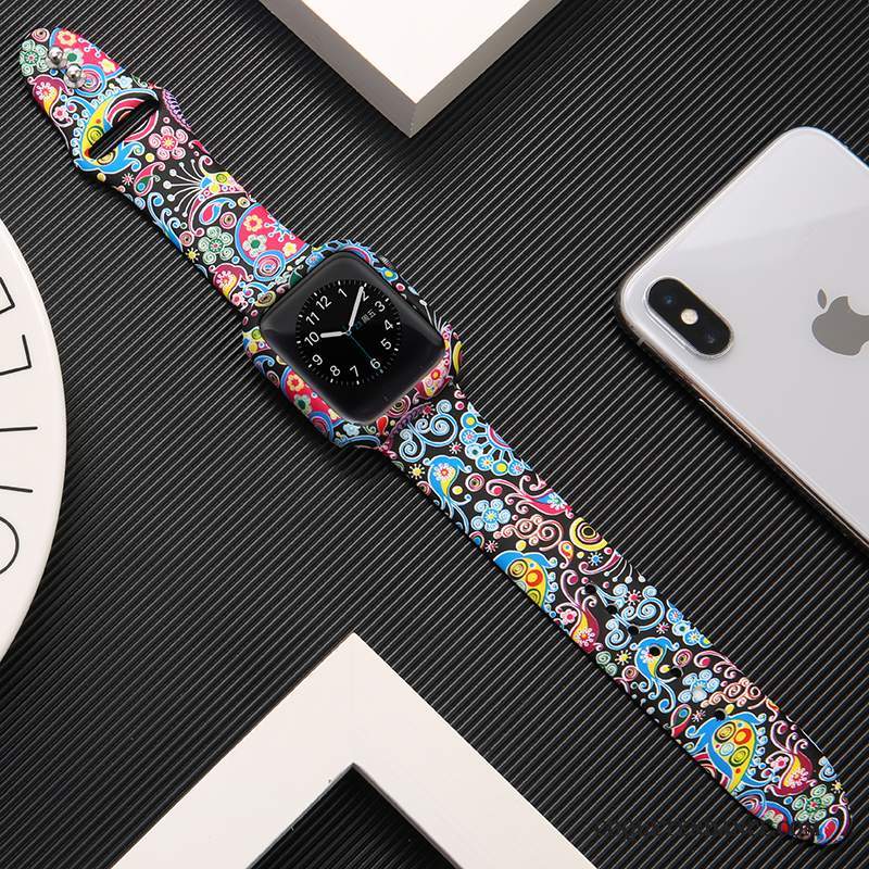 Apple Watch Series 1 Coque Imprimé Noir Silicone Protection