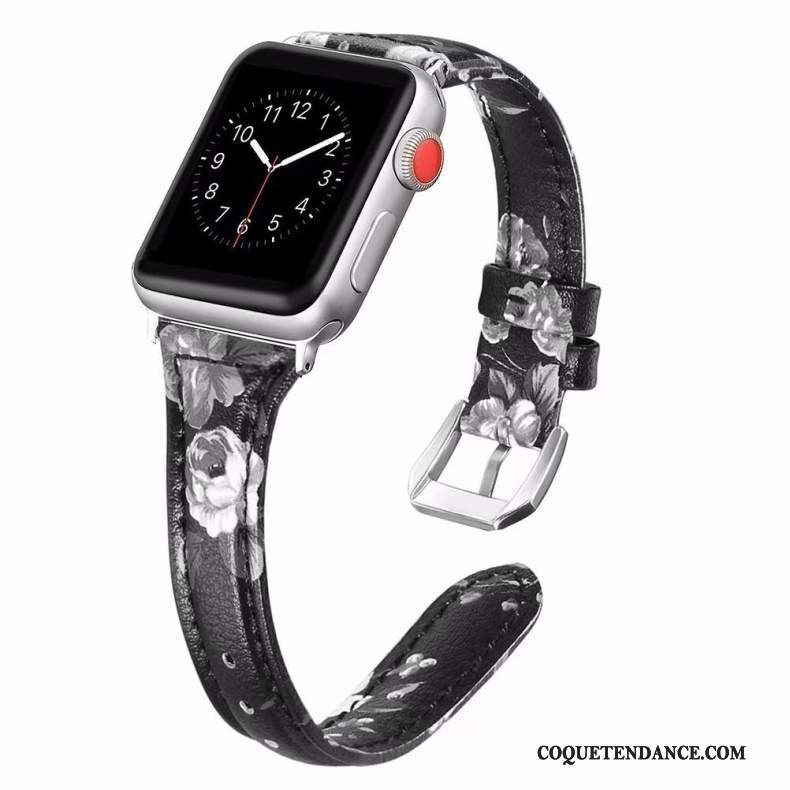 Apple Watch Series 2 Coque Côté Fin Cuir Véritable Rose