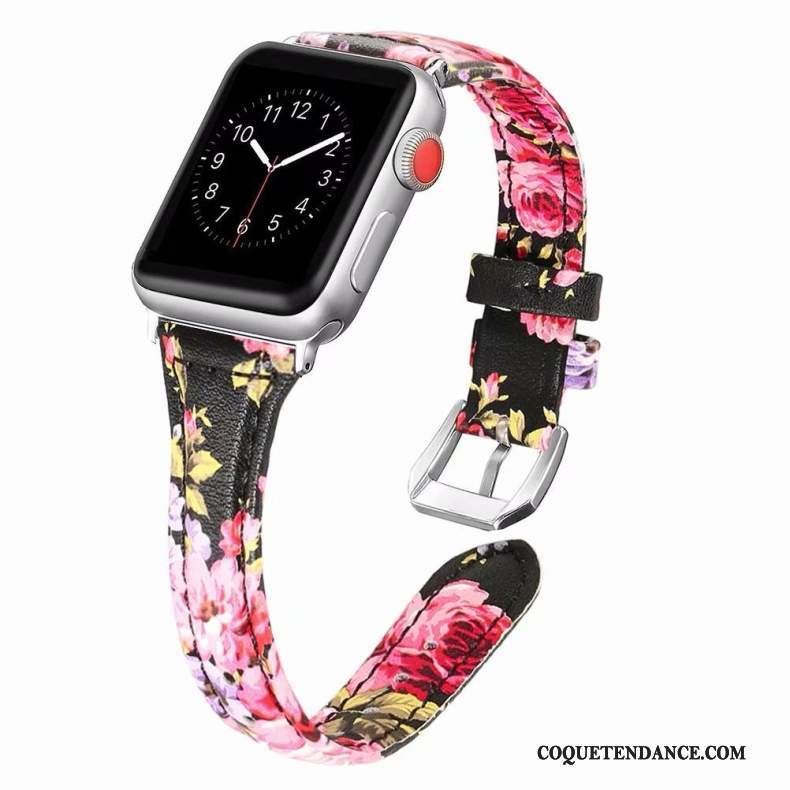 Apple Watch Series 2 Coque Côté Fin Cuir Véritable Rose