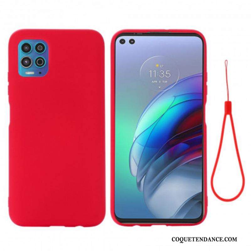 Coque Moto G100 Silicone Liquide avec Lanière