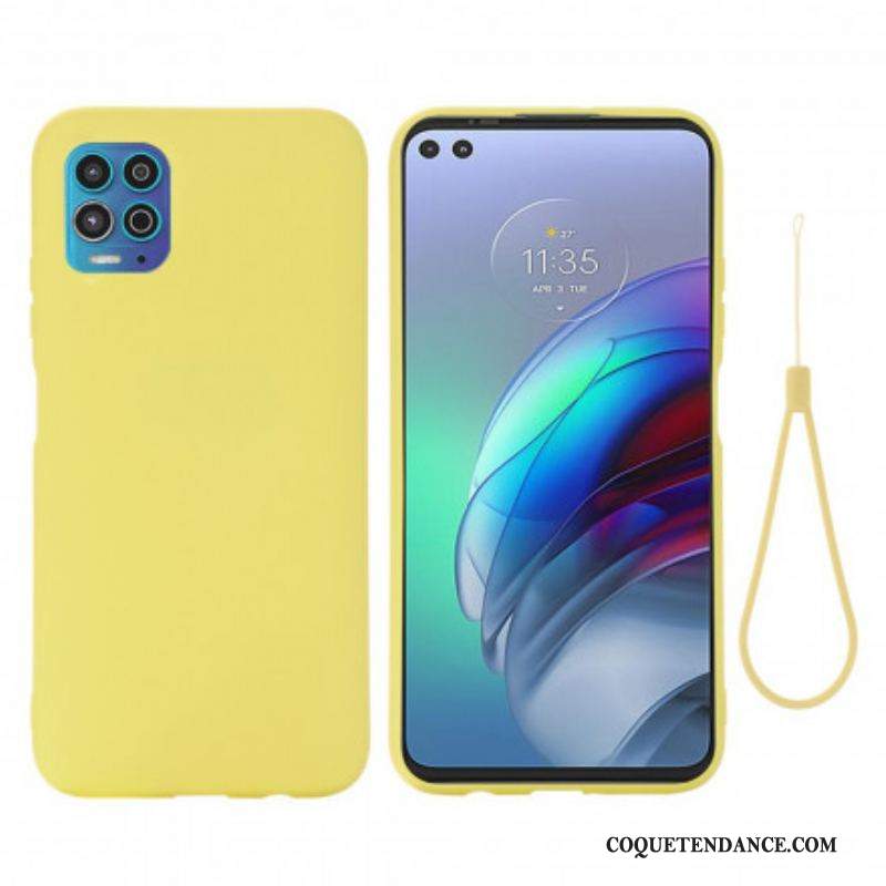 Coque Moto G100 Silicone Liquide avec Lanière