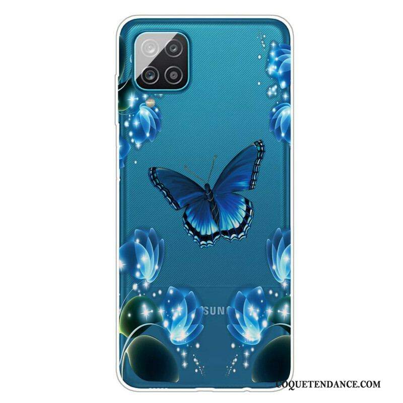 Coque Samsung Galaxy A12 / M12 Papillon Luxe