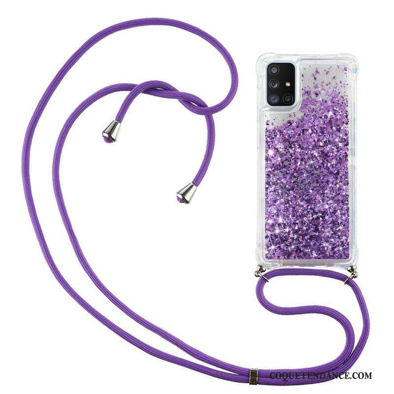 Coque Samsung Galaxy A51 5G Paillettes avec Cordon