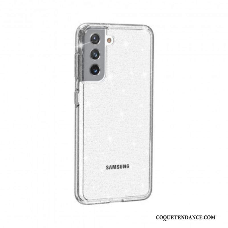 Coque Samsung Galaxy S21 5G Transparente Paillettes