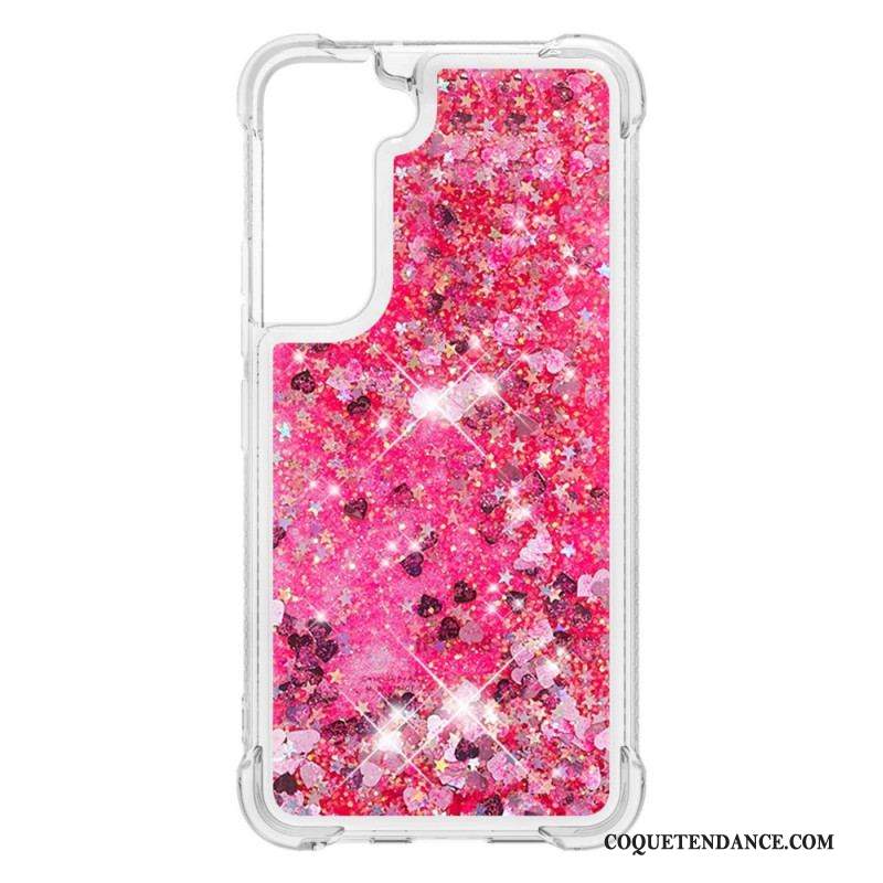 Coque Samsung Galaxy S22 Plus 5G Paillettes avec Cordon