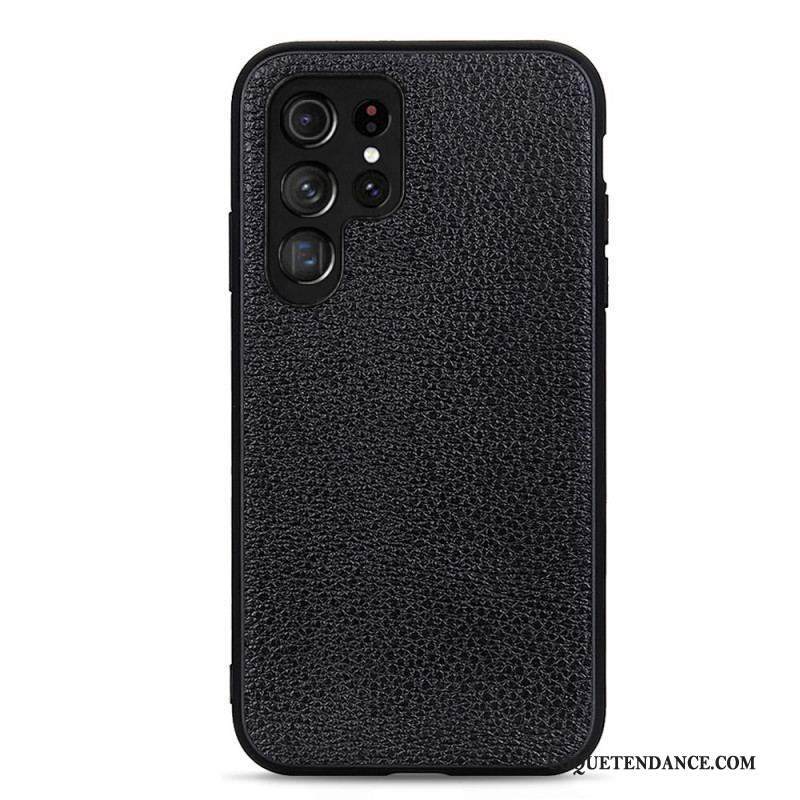 Coque Samsung Galaxy S22 Ultra 5G Véritable Cuir Litchi