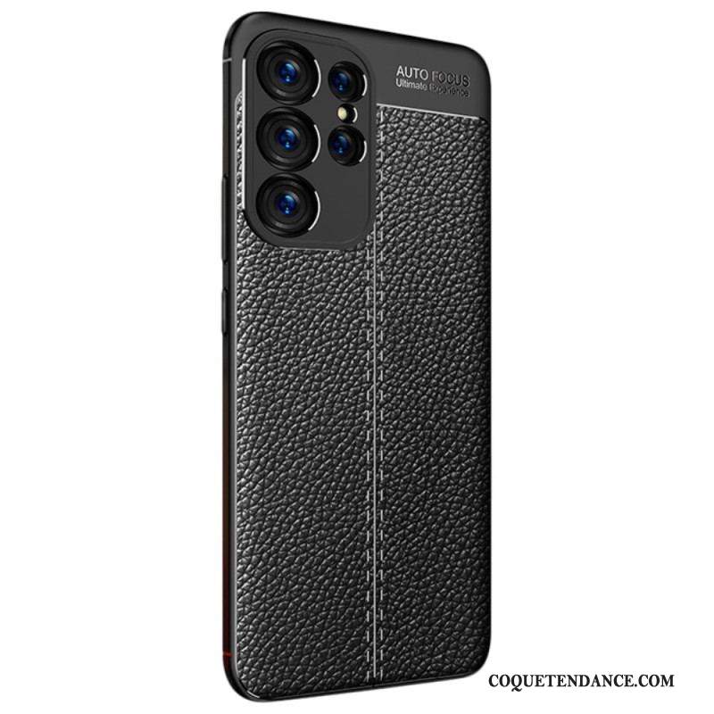 Coque Samsung Galaxy S23 Ultra 5G Effet Cuir Litchi Double Line