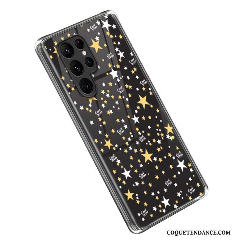 Coque Samsung Galaxy S23 Ultra 5G Transparente Étoiles / Coeurs