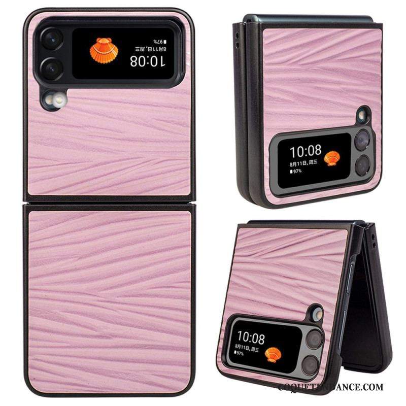 Coque Samsung Galaxy Z Flip 4 Véritable cuir Texture Ondulé