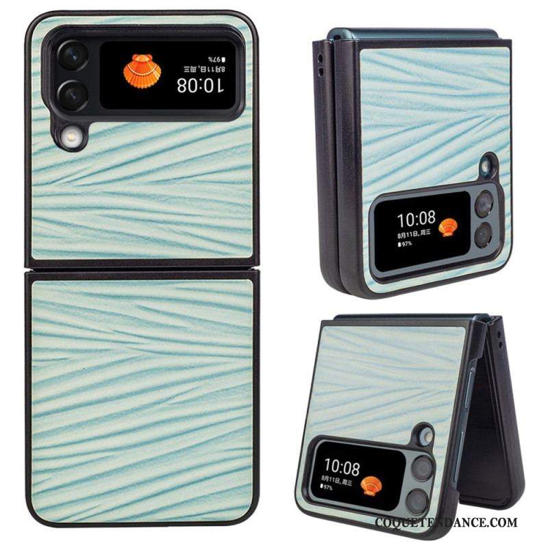 Coque Samsung Galaxy Z Flip 4 Véritable cuir Texture Ondulé