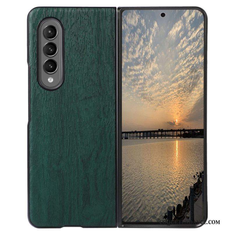 Coque Samsung Galaxy Z Fold 4 Simili Cuir Texture Bois