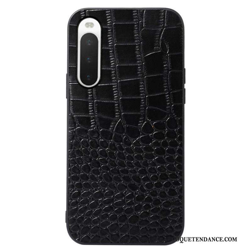 Coque Sony Xperia 10 IV Véritable Cuir Texture Crocodile