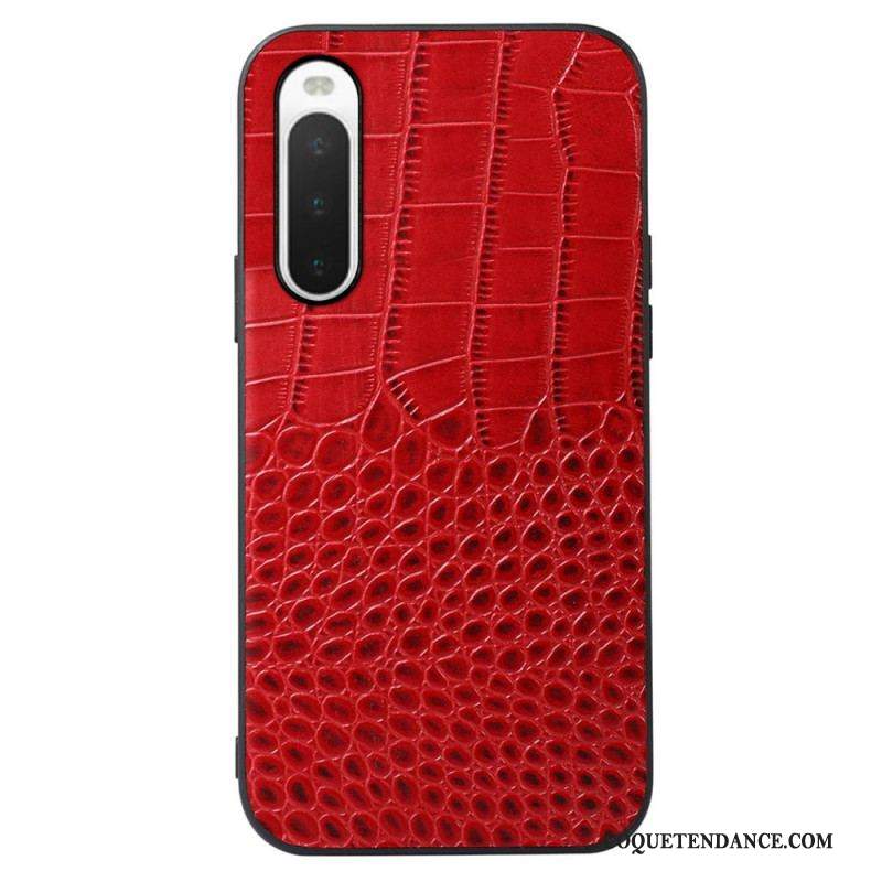 Coque Sony Xperia 10 IV Véritable Cuir Texture Crocodile