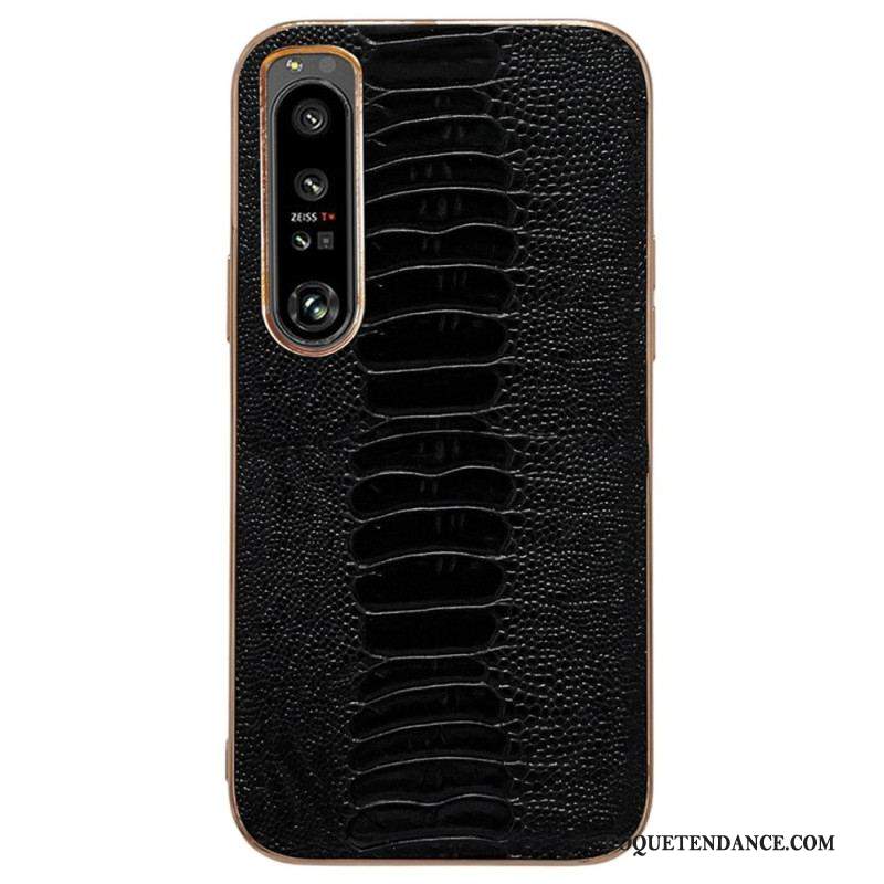 Coque Sony Xperia 5 IV Cuir Véritable Style Crocodile