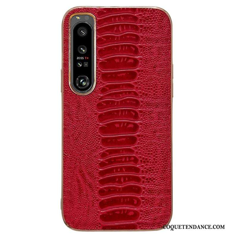 Coque Sony Xperia 5 IV Cuir Véritable Style Crocodile