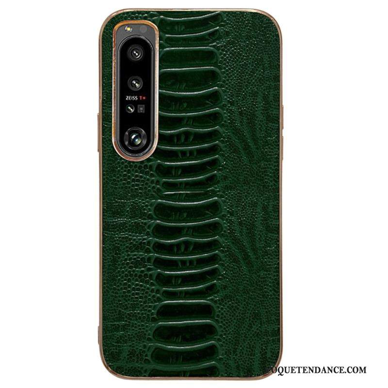 Coque Sony Xperia 5 IV Cuir Véritable Style Crocodile