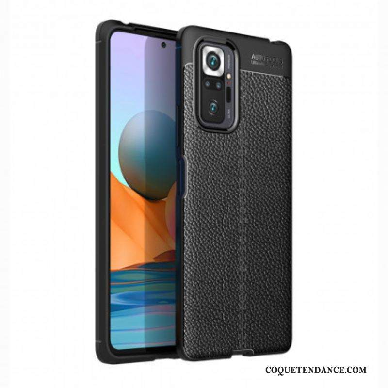 Coque Xiaomi Redmi Note 10 Pro Effet Cuir Litchi Double line