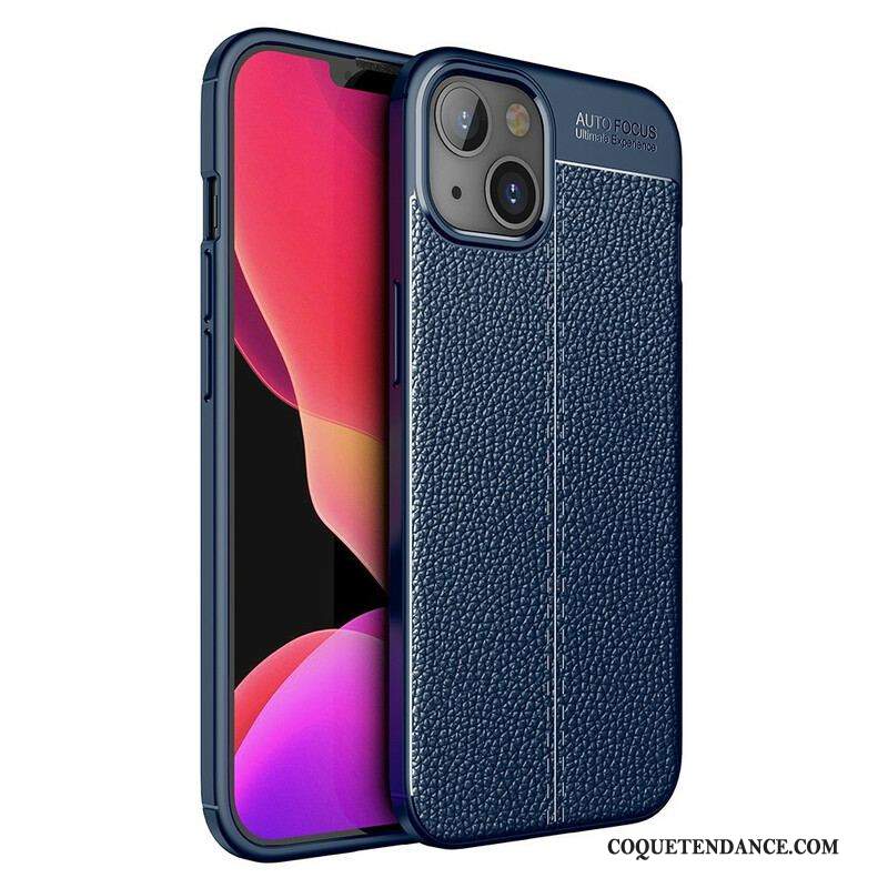 Coque iPhone 13 Mini Effet Cuir Litchi Double Line