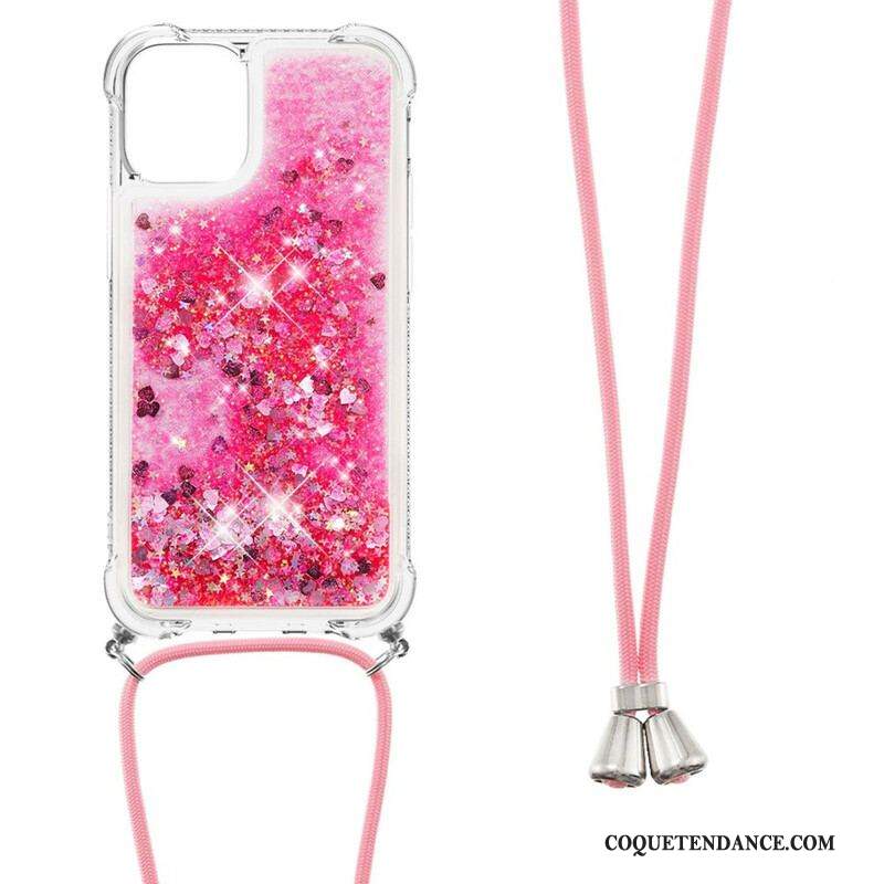 Coque iPhone 13 Mini Paillettes avec Cordon