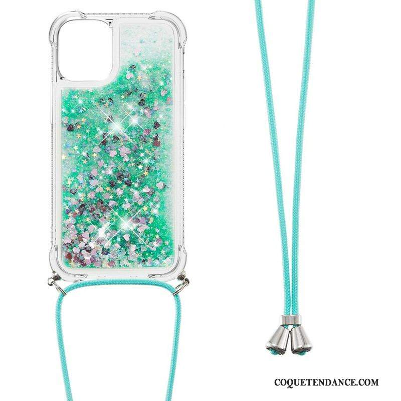 Coque iPhone 13 Mini Paillettes avec Cordon