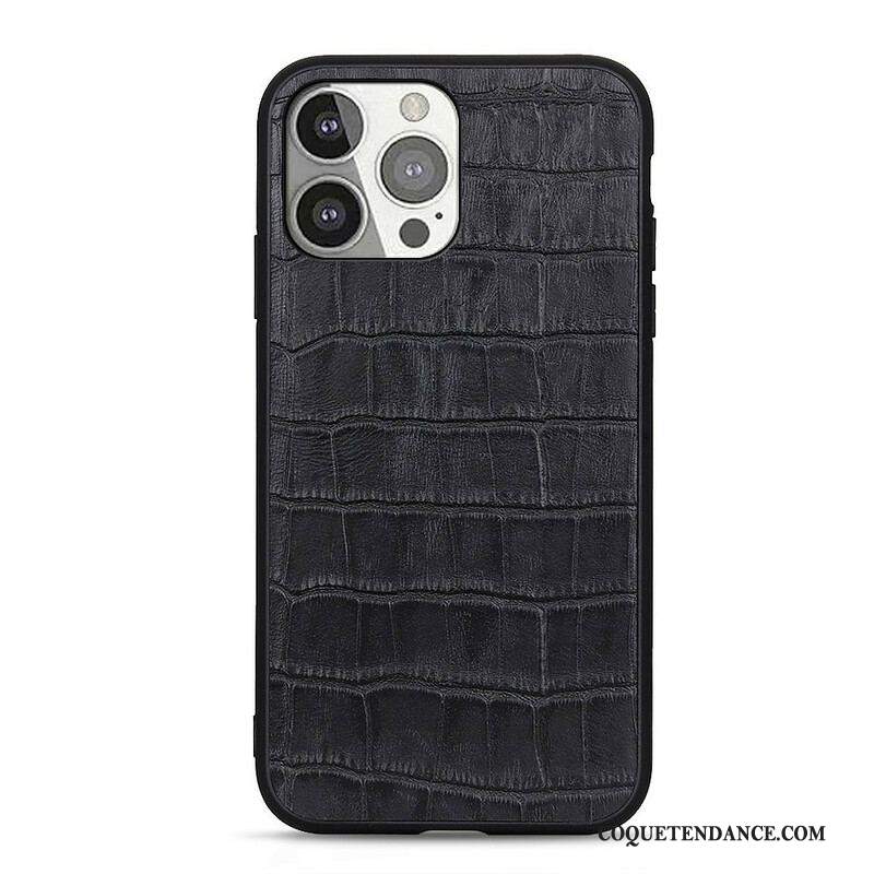 Coque iPhone 13 Pro Véritable Cuir Texture Crocodile