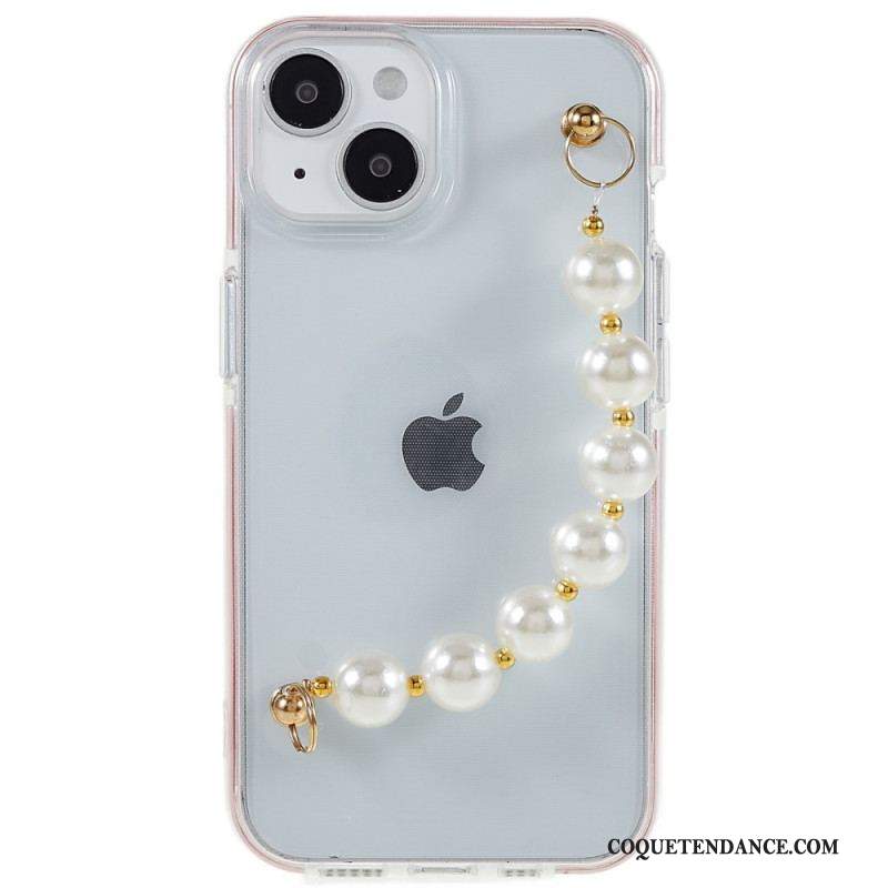 Coque iPhone 14 Plus Silicone Bracelet Perles