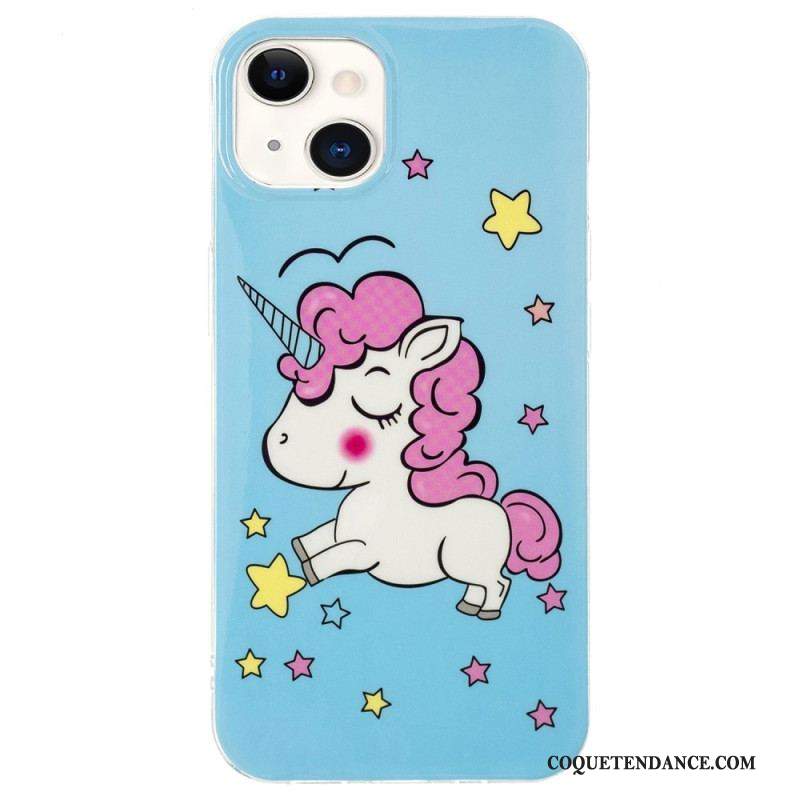 Coque iPhone 15 Plus Fluorescente Licorne