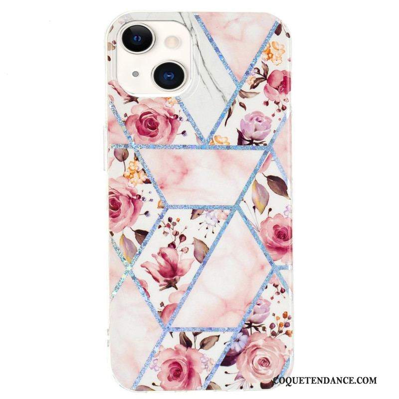 Coque iPhone 15 Plus Marbre Floral