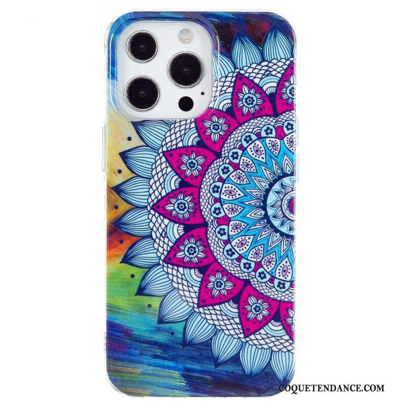 Coque iPhone 15 Pro Fluorescente Mandala