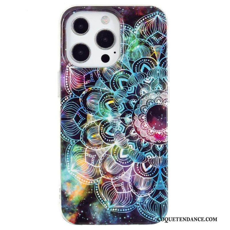 Coque iPhone 15 Pro Fluorescente Mandala