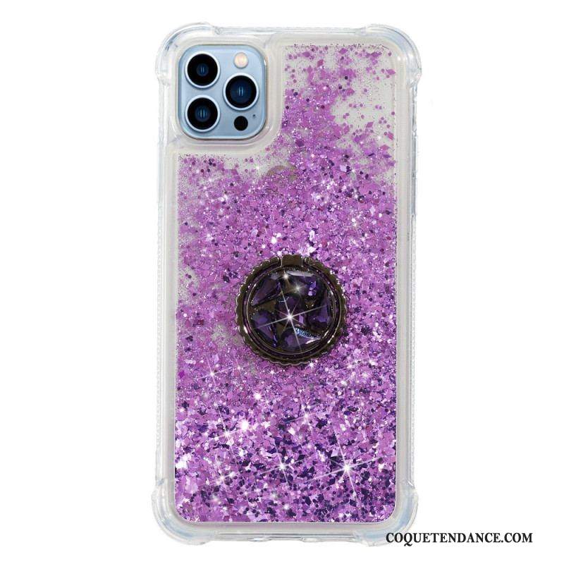 Coque iPhone 15 Pro Max Paillettes avec Anneau-Support