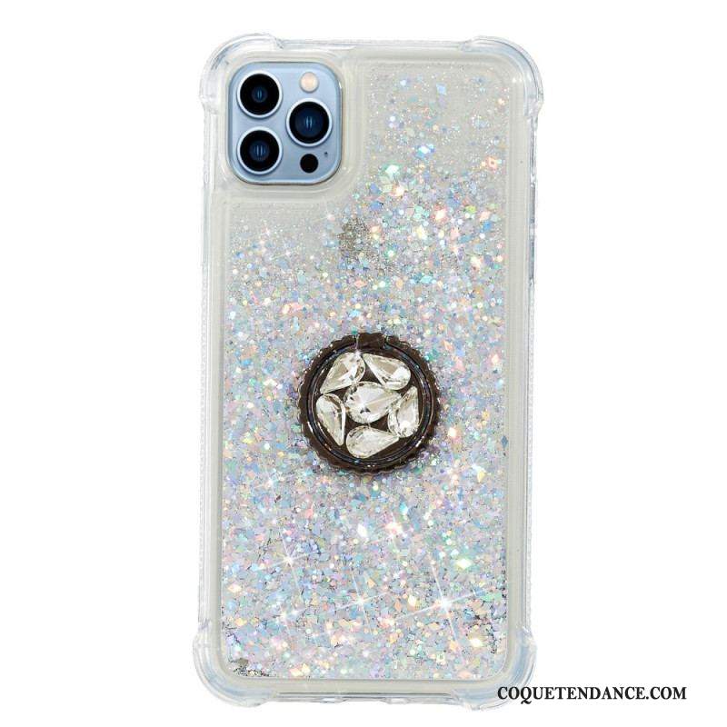 Coque iPhone 15 Pro Max Paillettes avec Anneau-Support