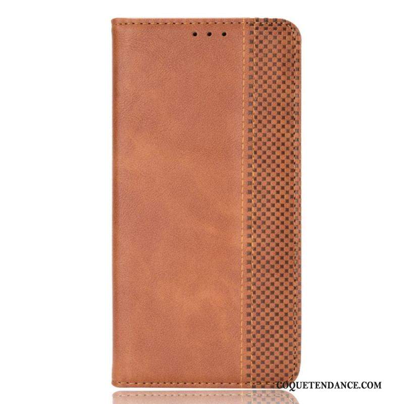 Flip Cover Moto E40 / E30 / E20 Effet Cuir Vintage Stylisé