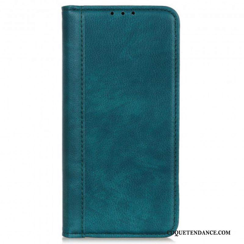 Flip Cover Motorola Edge 20 Pro Version Cuir Litchi Fendu