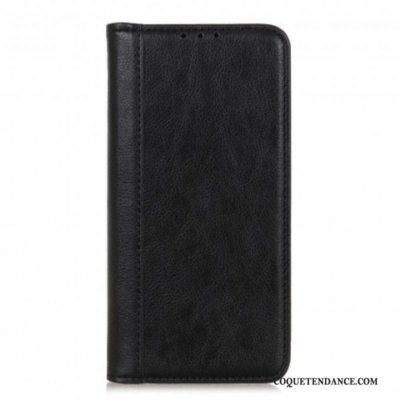 Flip Cover Motorola Edge 20 Version Cuir Litchi Fendu