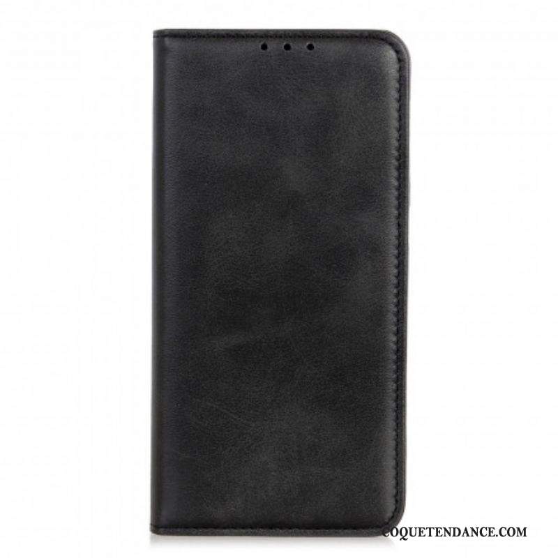 Flip Cover Motorola G60s Cuir Fendu Mat