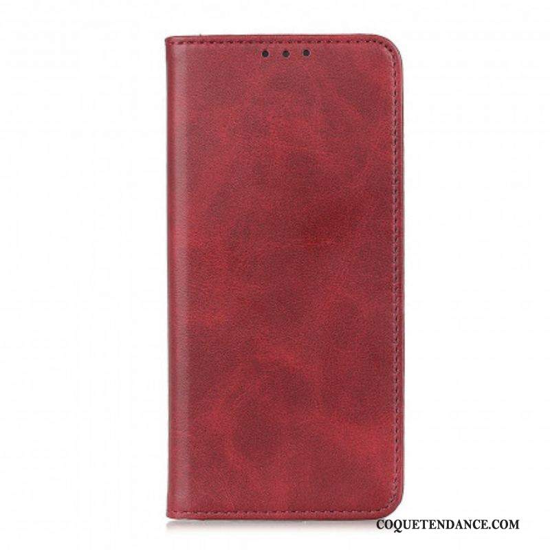 Flip Cover Motorola G60s Cuir Fendu Mat