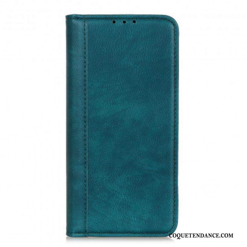 Flip Cover Motorola G60s Version Cuir Litchi Fendu