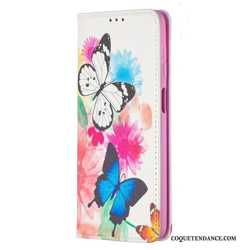 Flip Cover Samsung Galaxy A12 / M12 Papillons Colorés