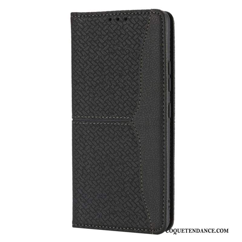 Flip Cover Samsung Galaxy A12 / M12 Style Cuir Tissée à Lanière