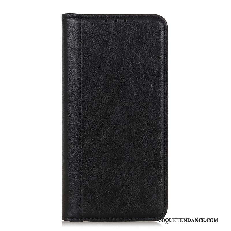 Flip Cover Samsung Galaxy M32 Cuir Litchi Fendu Élégance