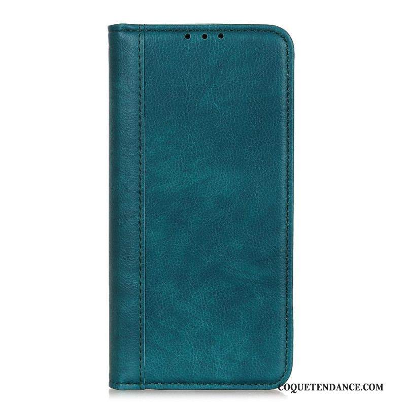 Flip Cover Samsung Galaxy M32 Cuir Litchi Fendu Élégance