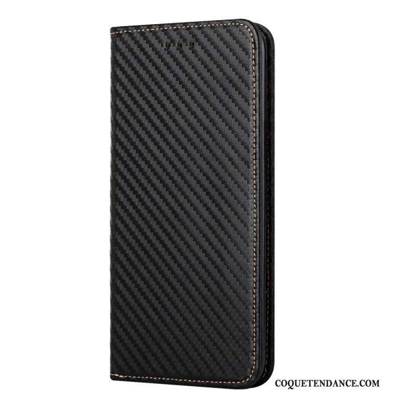Flip Cover Samsung Galaxy S22 Ultra 5G Fibre Carbone à Lanière