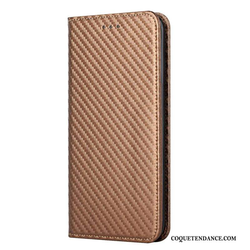 Flip Cover Samsung Galaxy S22 Ultra 5G Fibre Carbone à Lanière