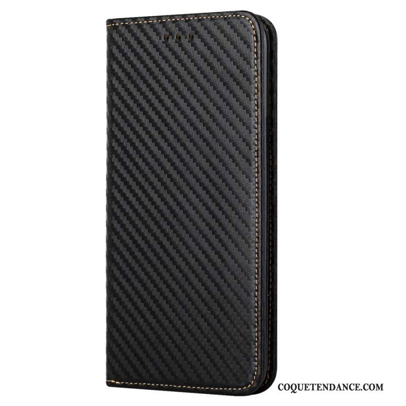 Flip Cover Samsung Galaxy S23 5G Style Fibre Carbone à Lanière