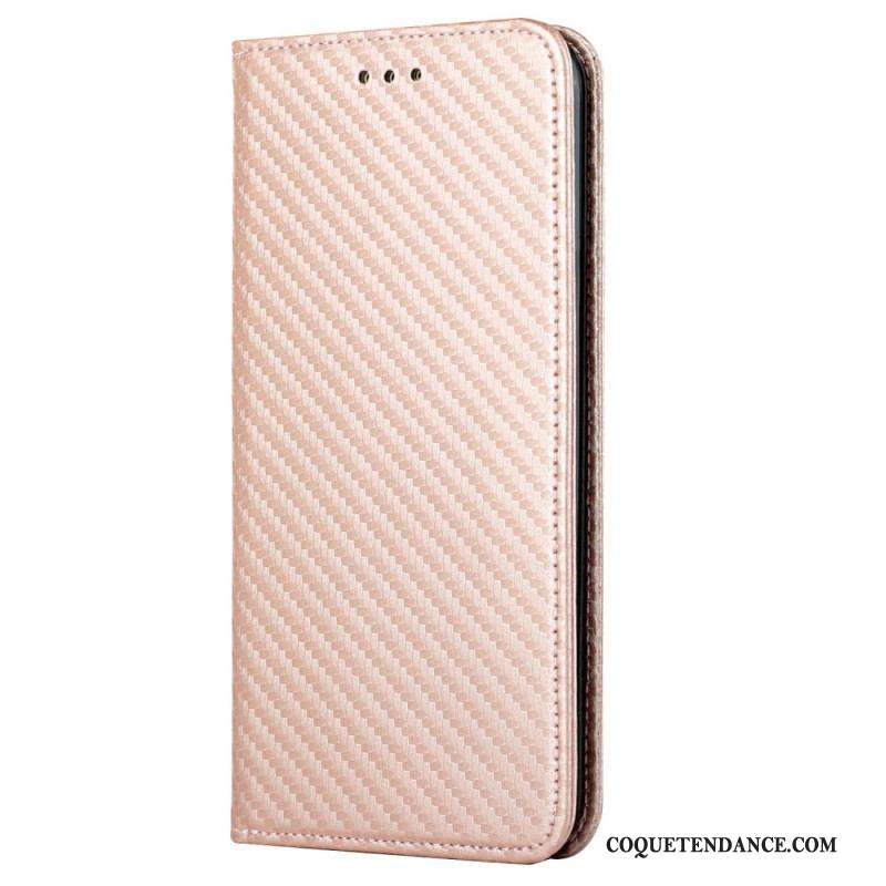 Flip Cover Samsung Galaxy S23 5G Style Fibre Carbone à Lanière