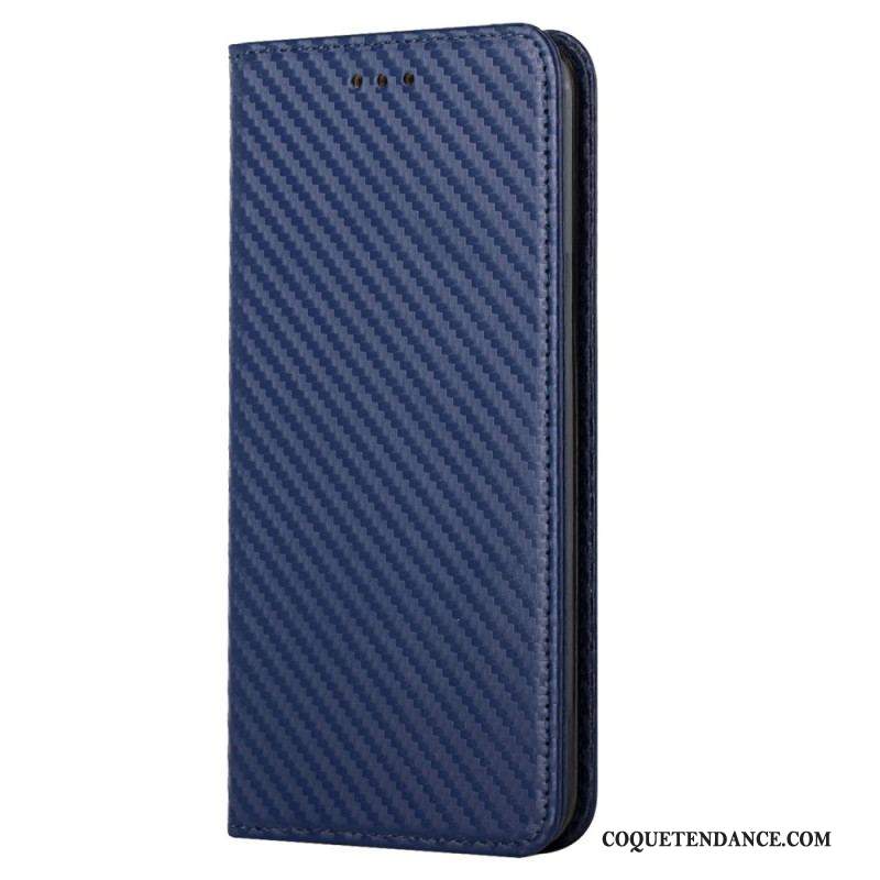 Flip Cover Samsung Galaxy S23 5G Style Fibre Carbone à Lanière