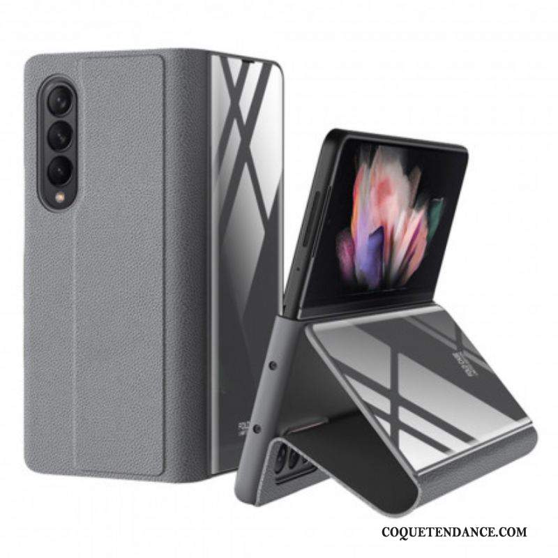 Flip Cover Samsung Galaxy Z Fold 3 5G Verre Trempé et Simili Cuir