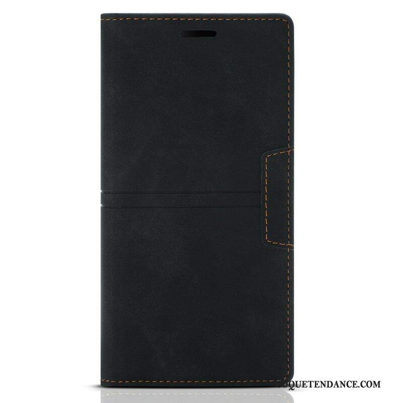 Flip Cover iPhone 13 Mini Style Cuir Couture Fermoir Magnétique