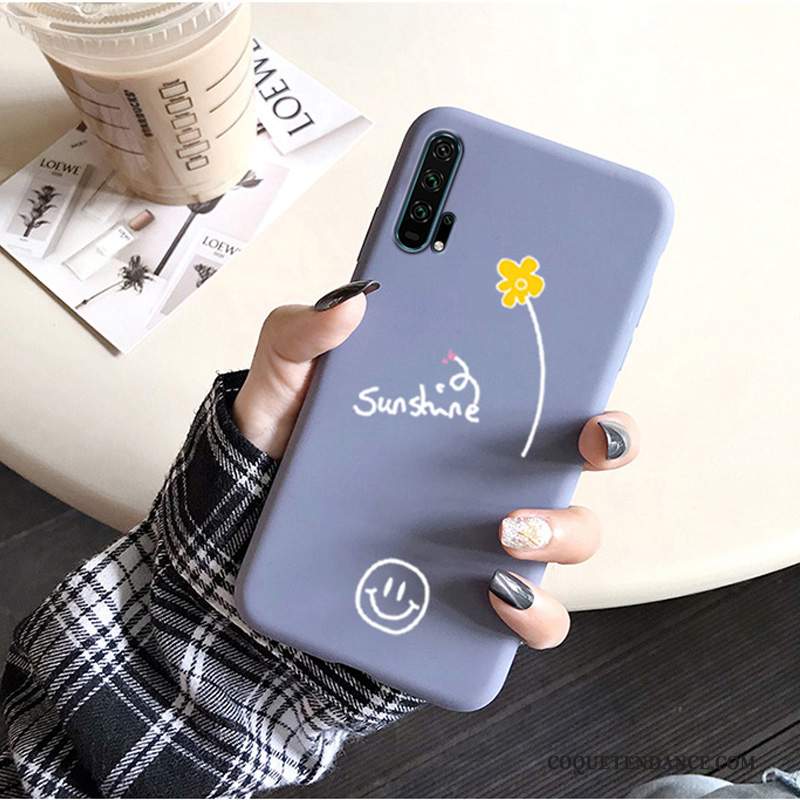 Honor 20 Pro Coque De Téléphone Délavé En Daim Protection Étui Violet